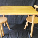 Childs solid birch table and 2 chair set.